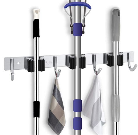 single mop hanger bracket metal|mop and broom storage rack.